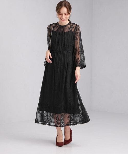 透かし花柄レース オケージョンドレス