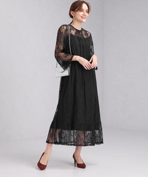 透かし花柄レース オケージョンドレス