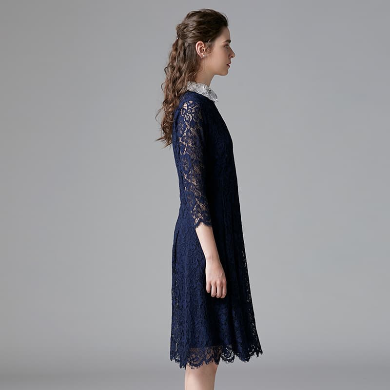 優美な総レース襟付きオケージョンドレス