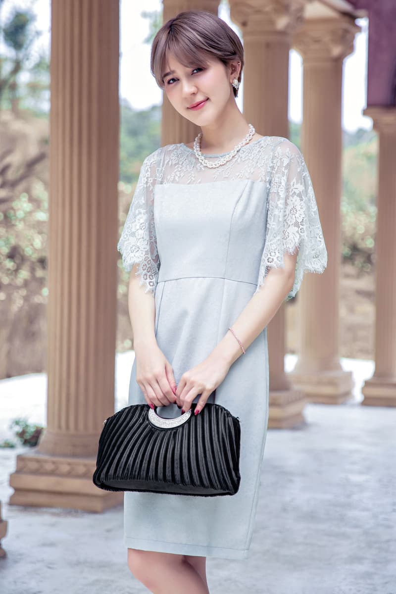 レース袖シアートップオケージョンドレス