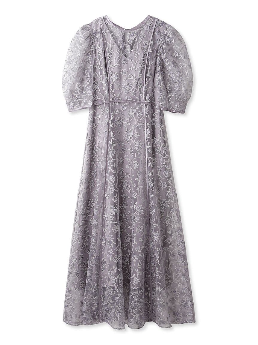 透かし柄レース重ね マキシ丈オケージョンドレス