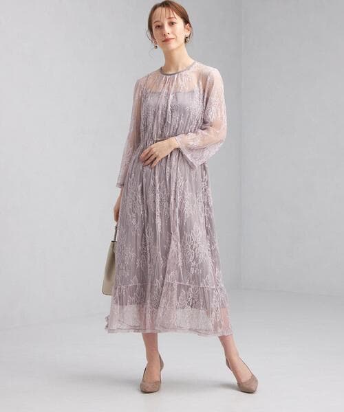 透かし花柄レース オケージョンドレス
