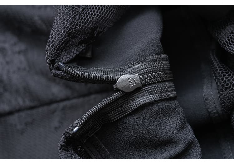 透かし花柄レース ハイネックオケージョンドレス