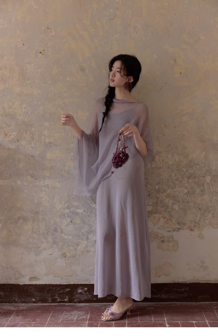 透け感シルエット ドレープオケージョンドレス