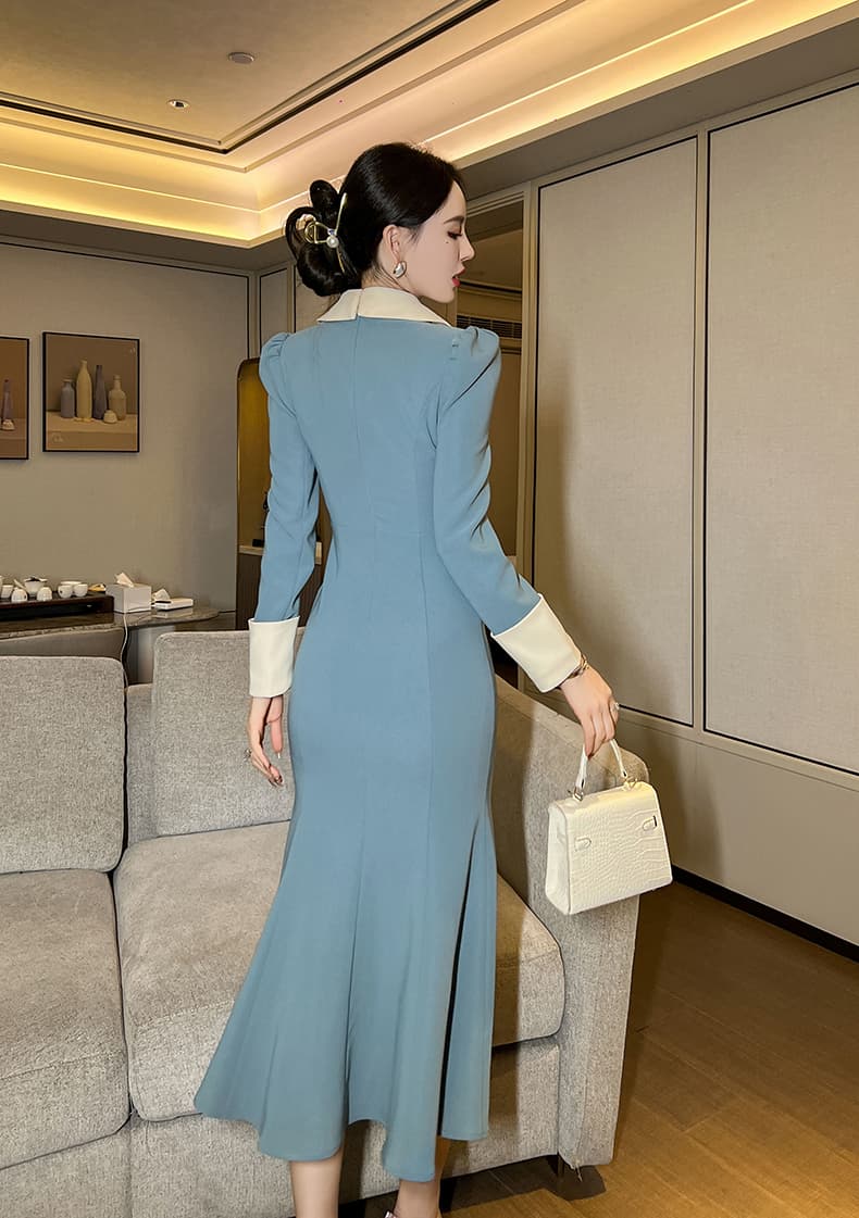 優美なるマーメイド襟付きフォーマルオケージョンドレス