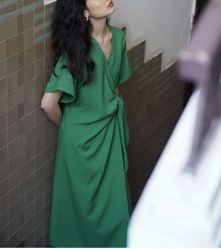 優美なリボン結びロングオケージョンドレス