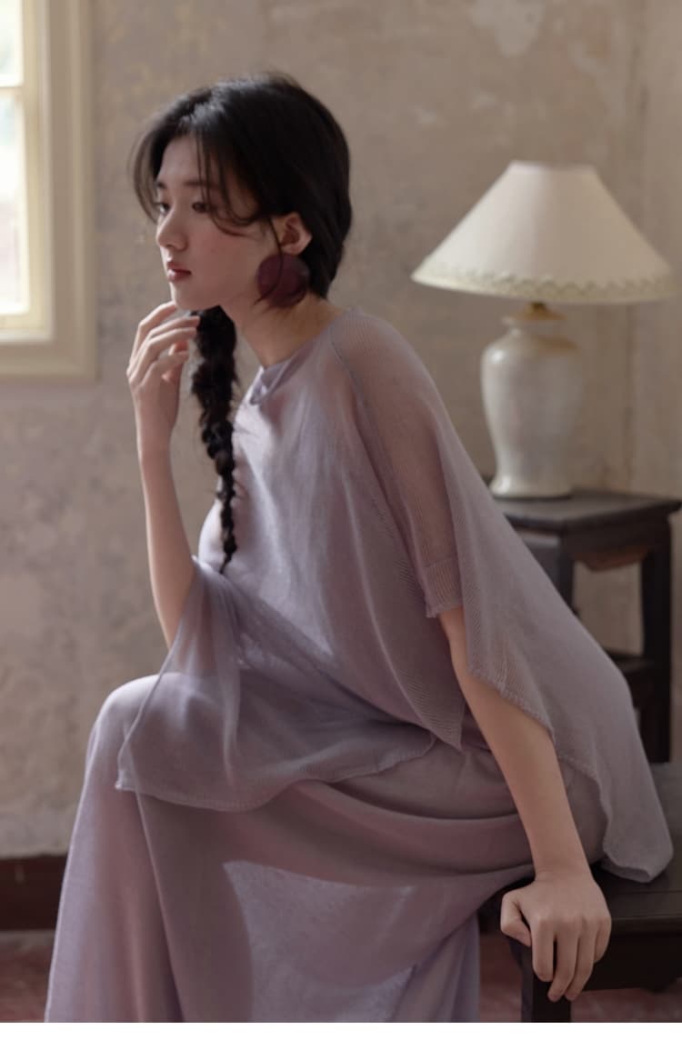 透け感シルエット ドレープオケージョンドレス