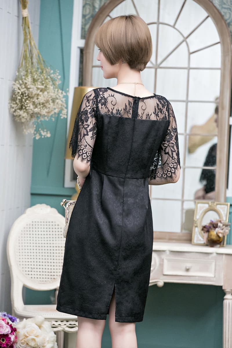 レース袖シアートップオケージョンドレス