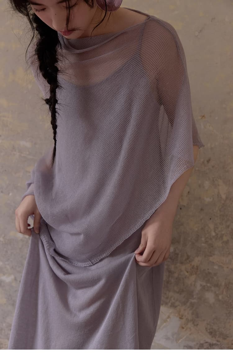 透け感シルエット ドレープオケージョンドレス