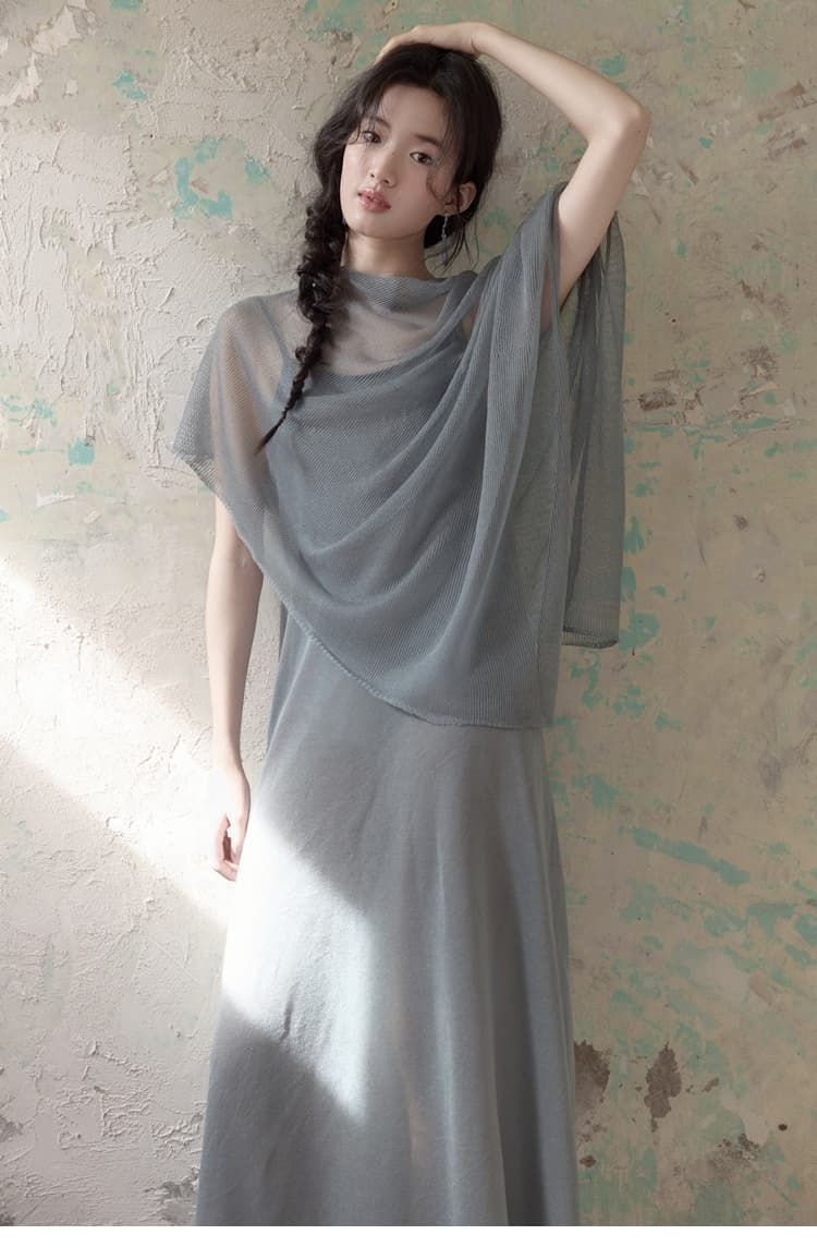 透け感シルエット ドレープオケージョンドレス