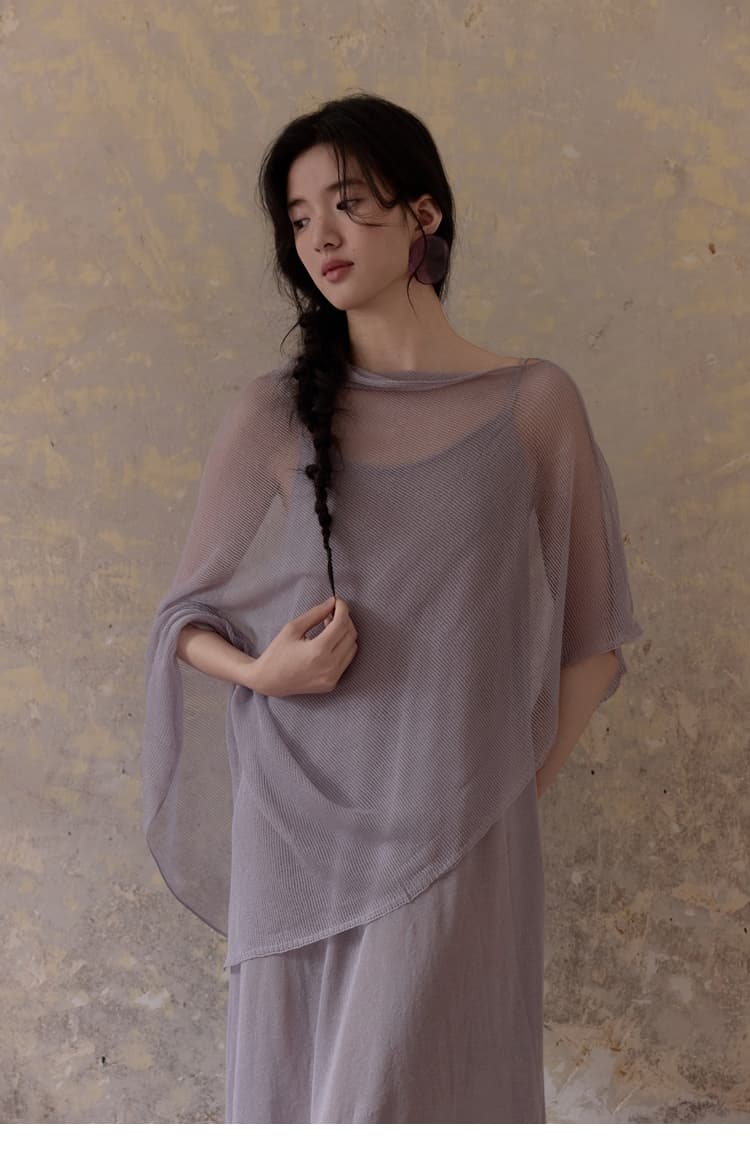 透け感シルエット ドレープオケージョンドレス
