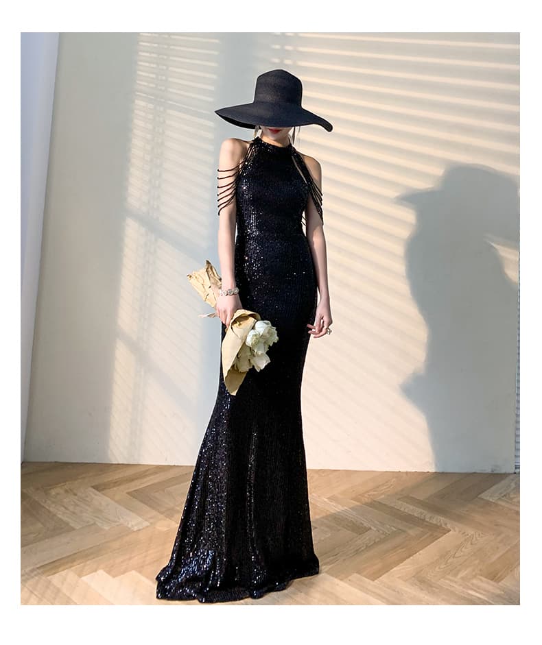 煌めき華やか肩飾りマーメイドオケージョンドレス