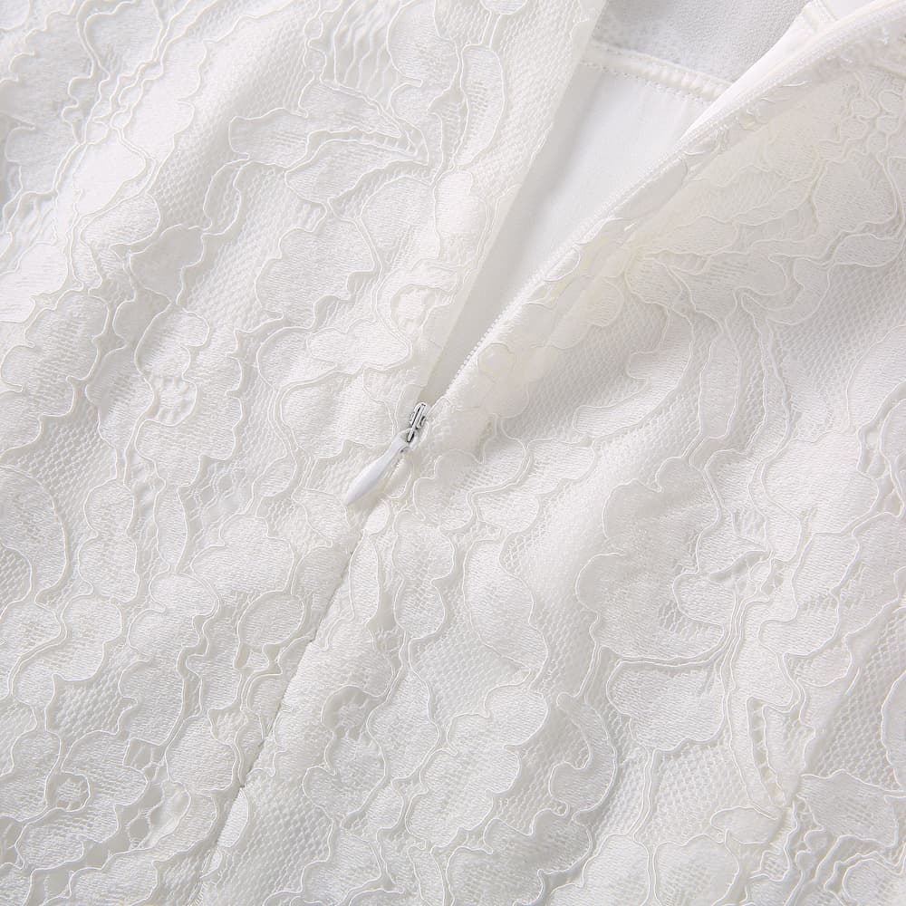 オケージョン ドレス レース調プリーツ ミディアム ワンピース