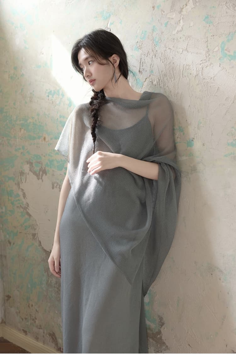 透け感シルエット ドレープオケージョンドレス