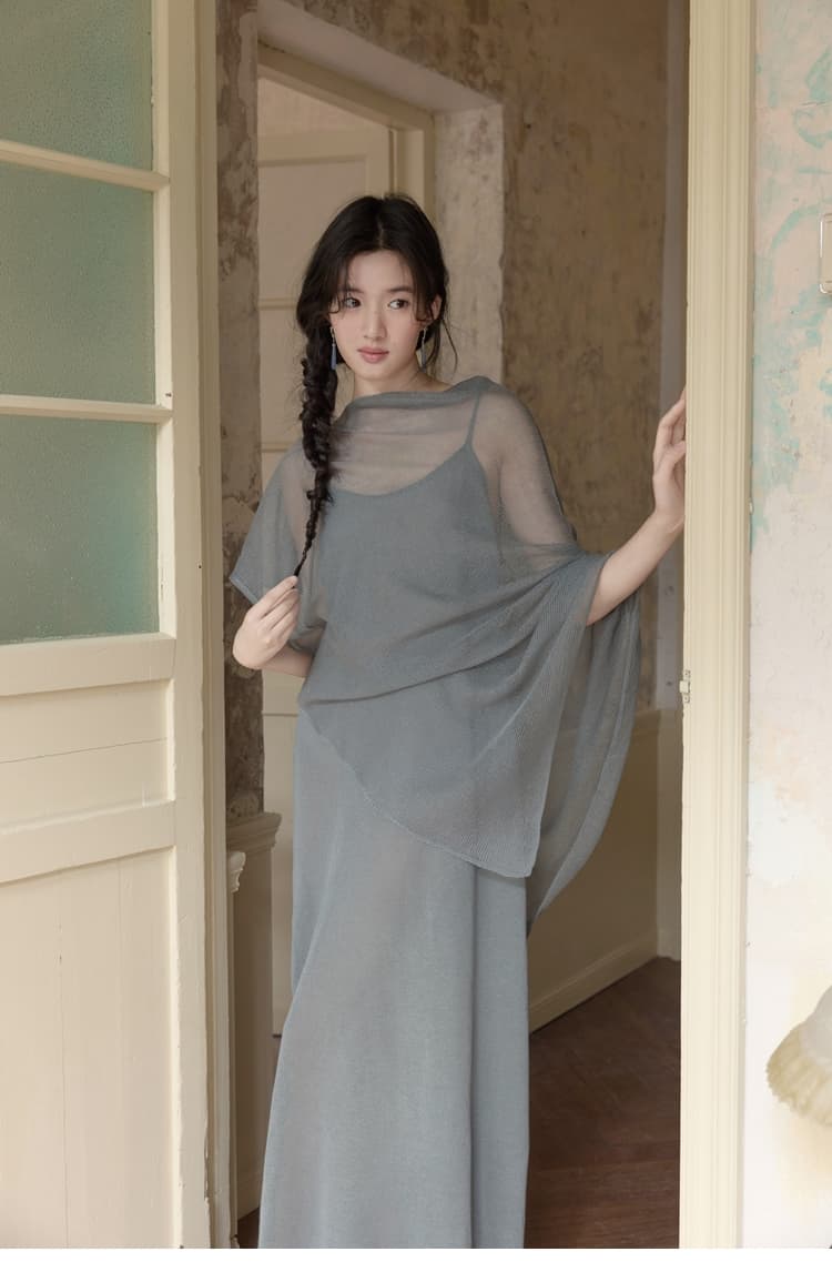 透け感シルエット ドレープオケージョンドレス
