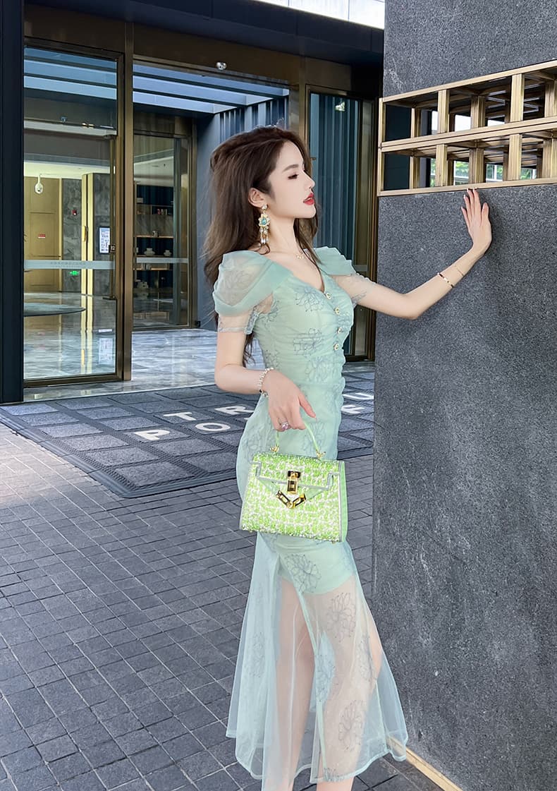 花柄シアー マーメイド オケージョンドレス