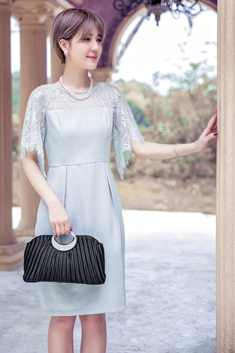 レース袖シアートップオケージョンドレス