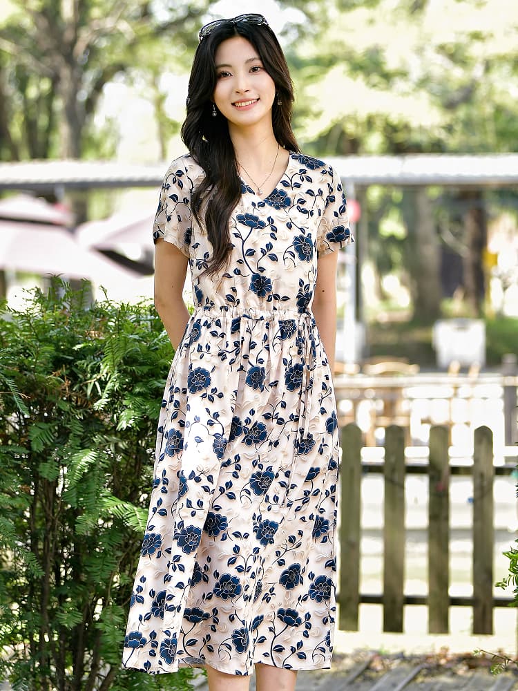 オケージョン ドレス 花園の調べ 優美Vネックワンピース