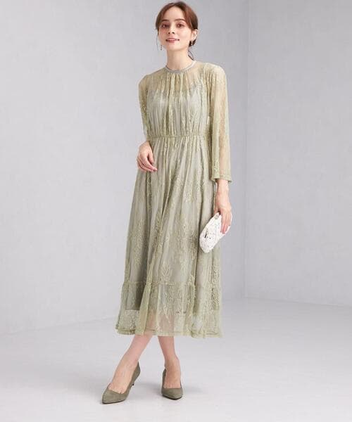 透かし花柄レース オケージョンドレス