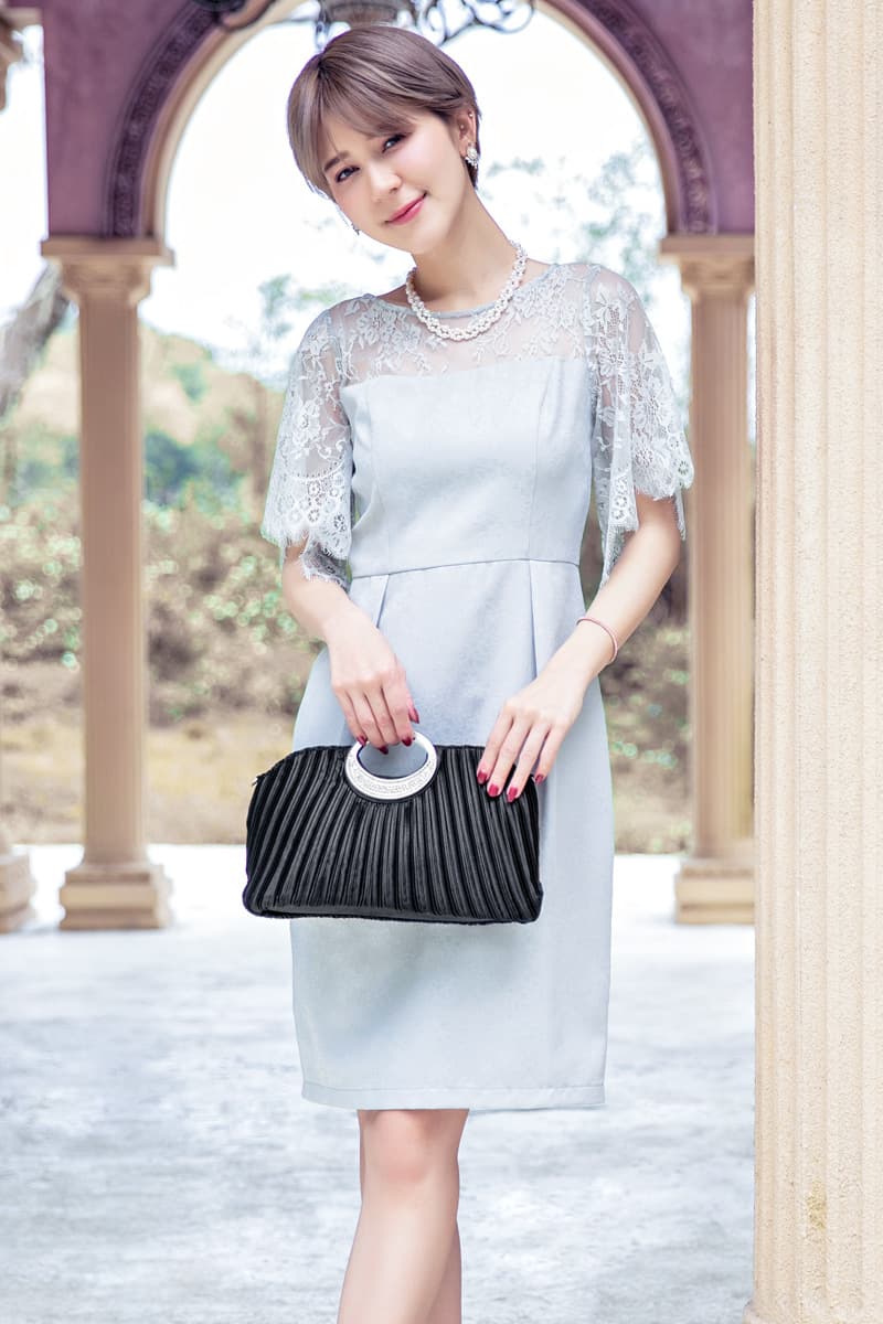 レース袖シアートップオケージョンドレス