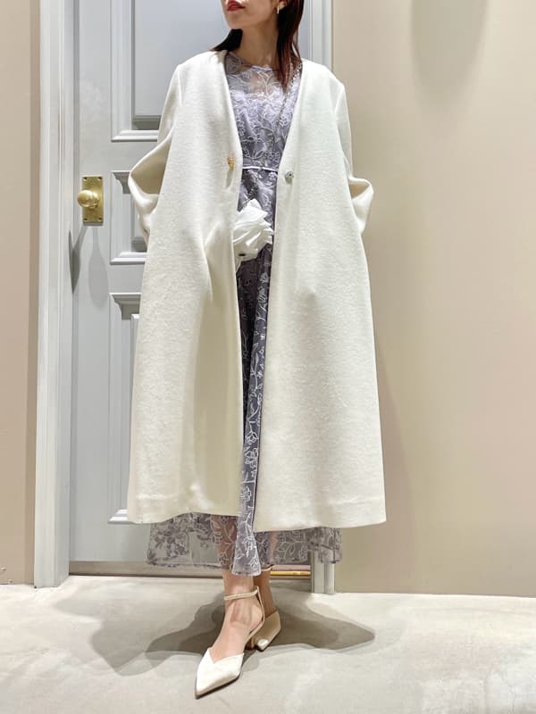 透かし柄レース重ね マキシ丈オケージョンドレス