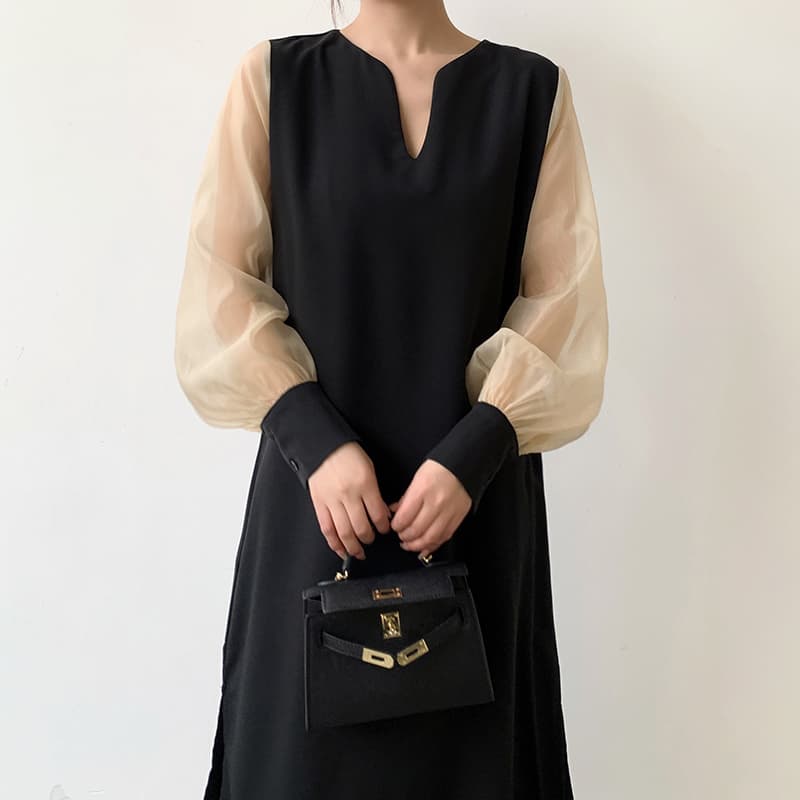 シアースリーブ ゆったりロング オケージョンドレス