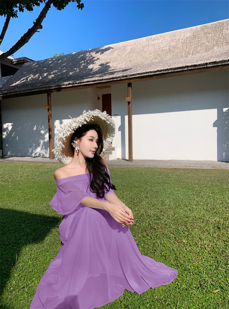 オケージョン　ドレス オケージョン　ドレス 優美な肩見せ シフォンマキシワンピース