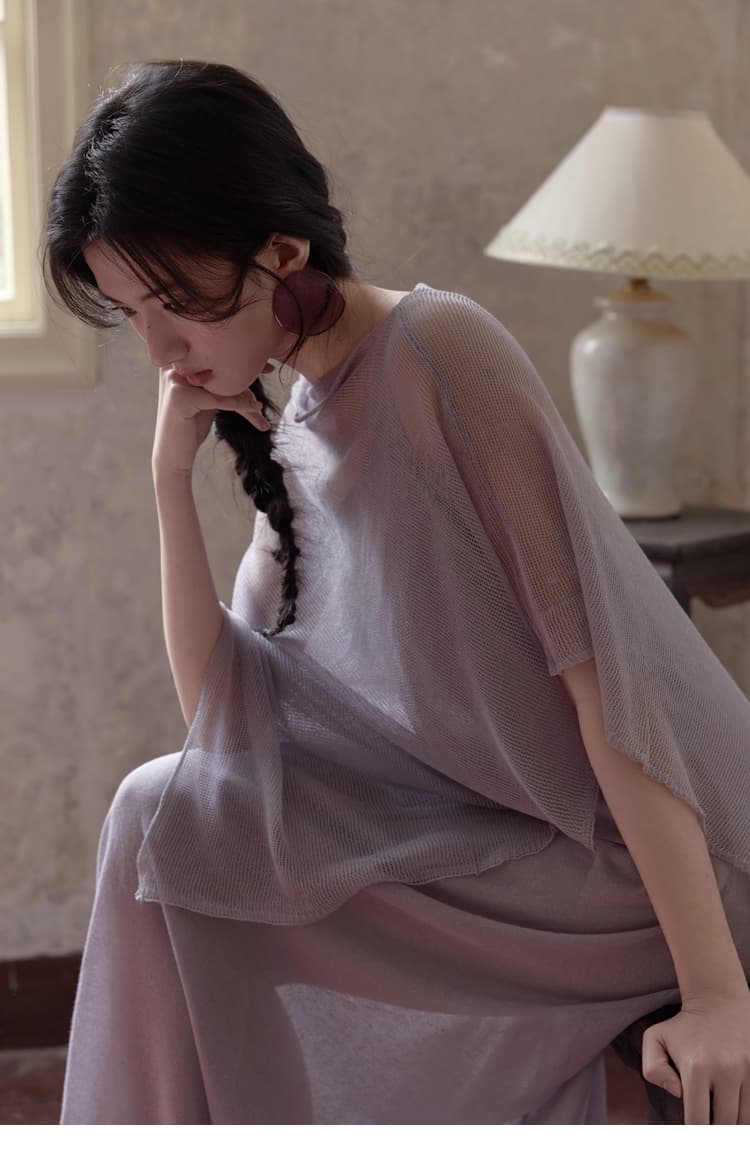 透け感シルエット ドレープオケージョンドレス
