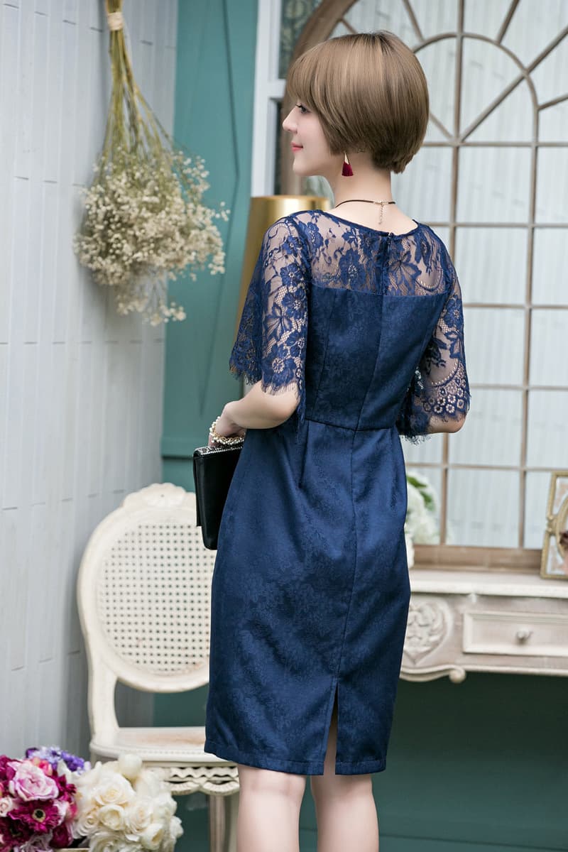 レース袖シアートップオケージョンドレス