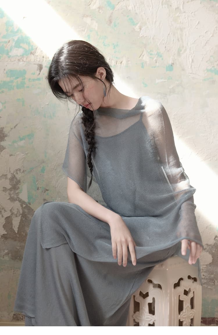 透け感シルエット ドレープオケージョンドレス