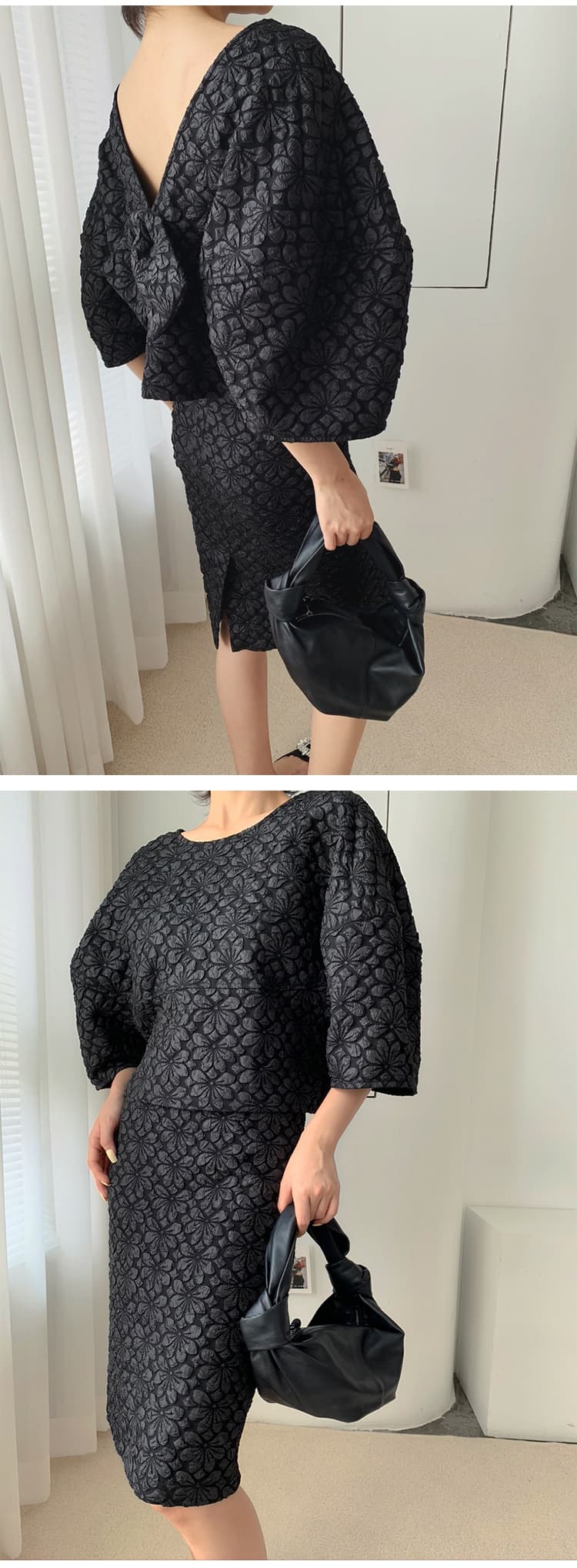 花柄刺繍 パフスリーブ オケージョンドレス