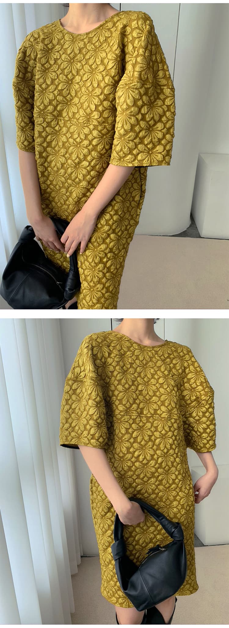 花柄刺繍 パフスリーブ オケージョンドレス