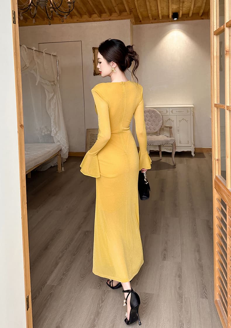 優美なドレープ ロングオケージョンドレス