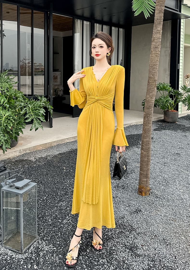 優美なドレープ ロングオケージョンドレス
